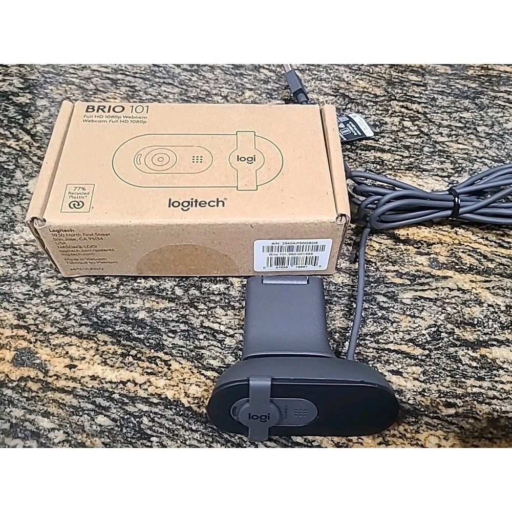 OEM Logitech Brio 101 Full HD 1080p Webcam Made for Meetings Built-in Mic Black